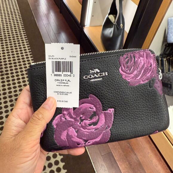 Last 2‼️Coach Corner Zip Wristlet With Floral Print CCJ70 - Picture 4 of 5